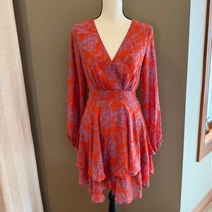 NWT Dokotoo Women's Bohemian Floral Flowy Dress, V- Neck, Size Medium